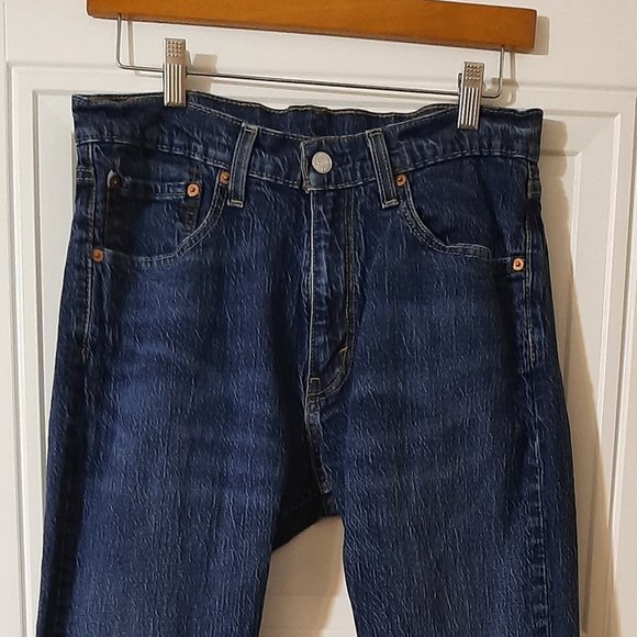 Levi's 505 Regular Fit Blue Denim Jeans Dark Stonewash - Men's 31x32 - Picture 2 of 5